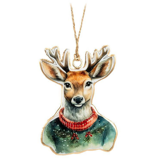 DEER IN SWEATER ORNAMENT