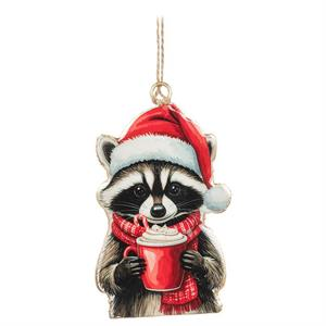 RACOON WITH SANTA HAT Ornament