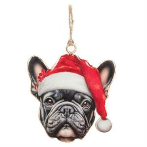 FRENCHIE IN SANTA HAT Ornament