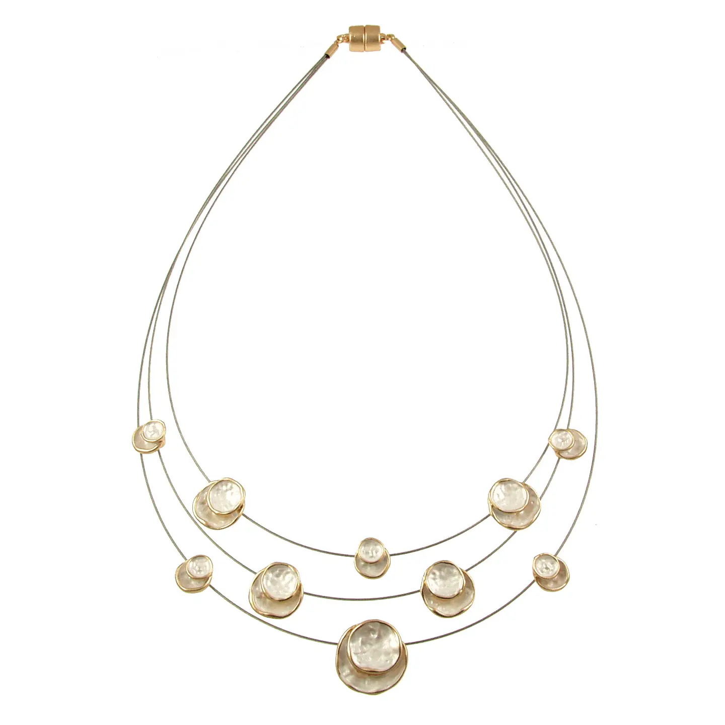 White Gold DRAPE ENAMEL TIERED NECKLACE