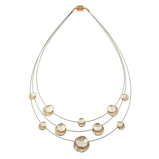 White Gold DRAPE ENAMEL TIERED NECKLACE