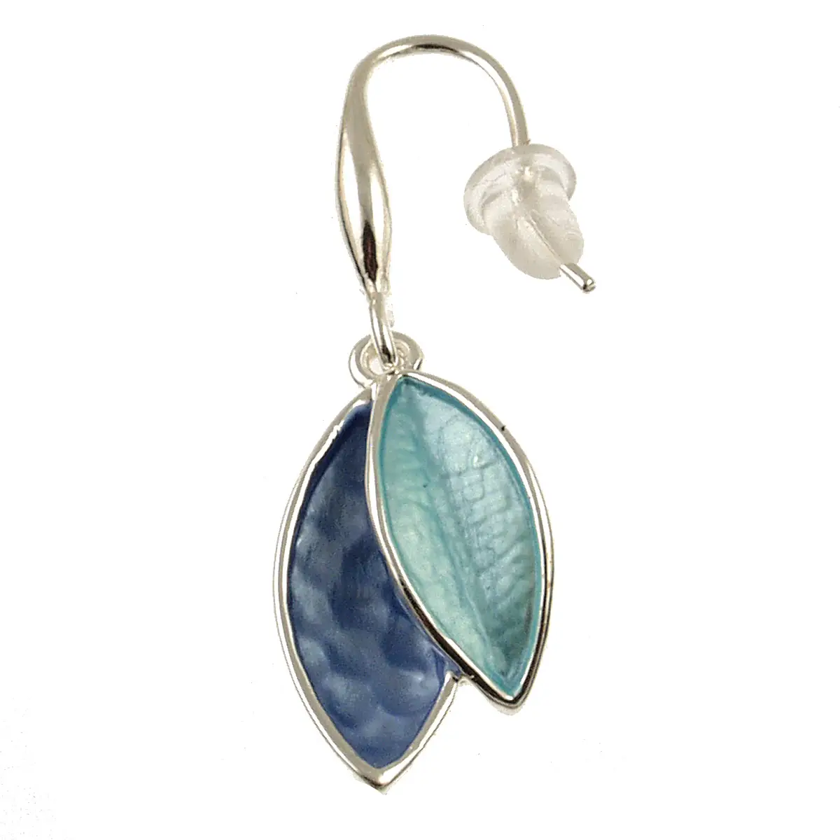 BLUE TURQOISE TWO TONE LEAF EARRINGS
