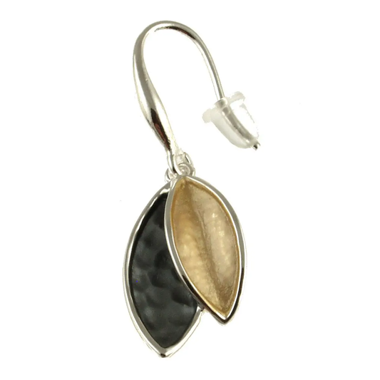 GOLD BLACK TWO TONE LEAF EARRINGS