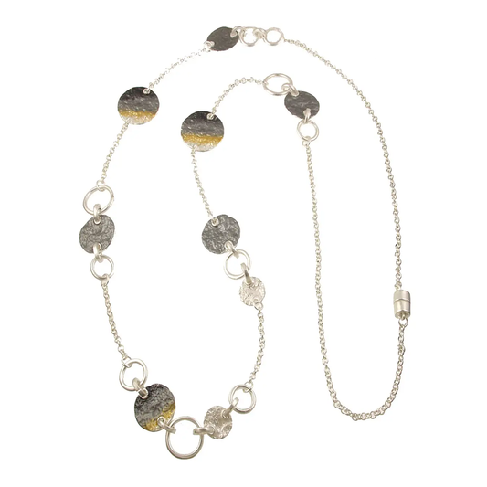 GREY GOLD WHITE LONG NECKLACE