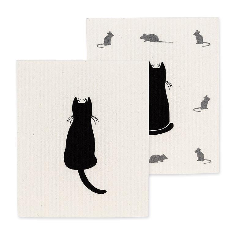 Cat & Mice Swedish Dish Cloths Set 2