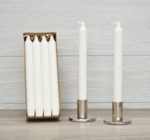 WHITE 9" ECO FRIENDLY TAPERS PACK 8