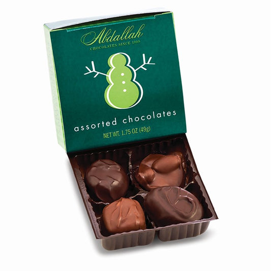 4 Pc Asst Choc Whimsical Snowman Bx