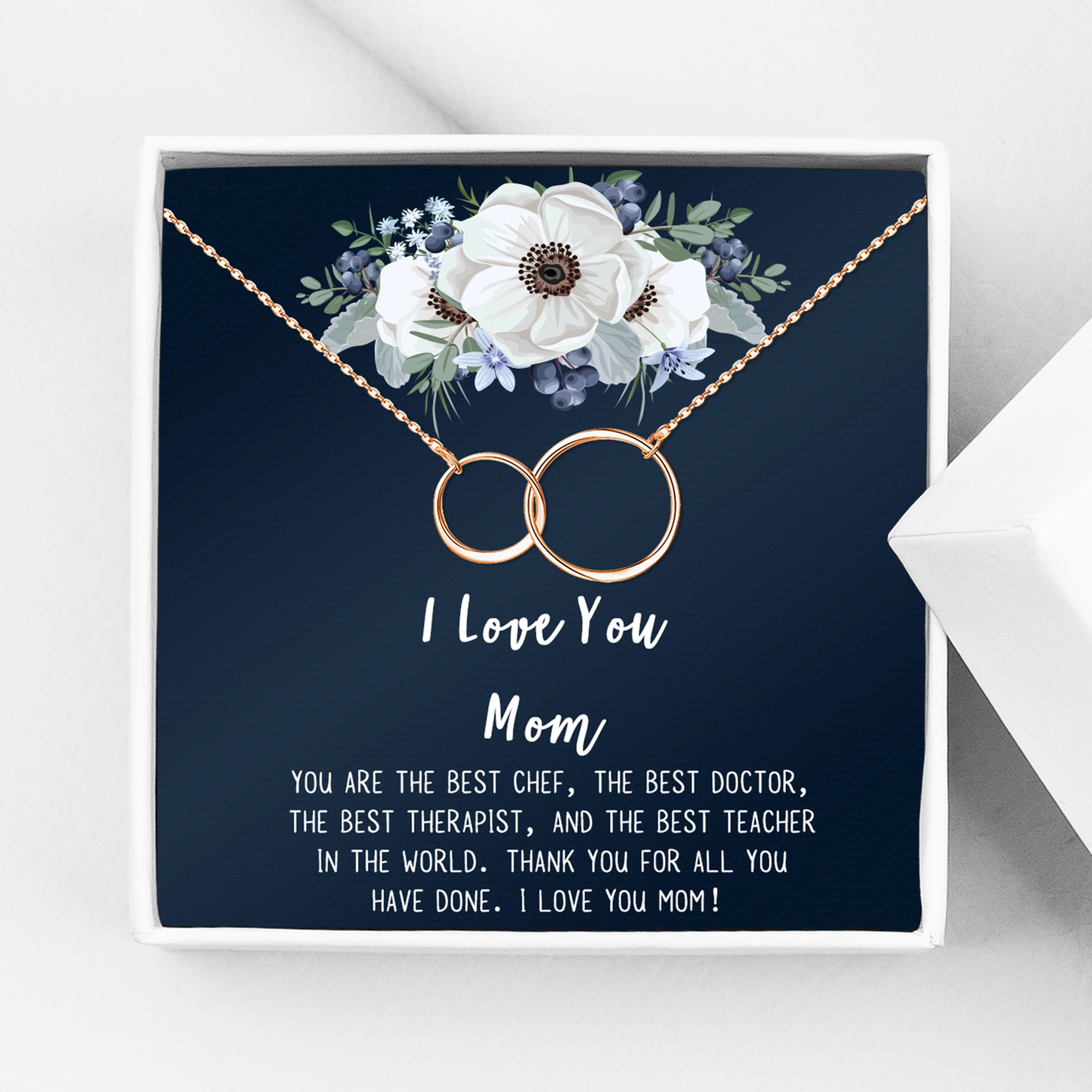 I Love You Mom Rose Gold Necklace