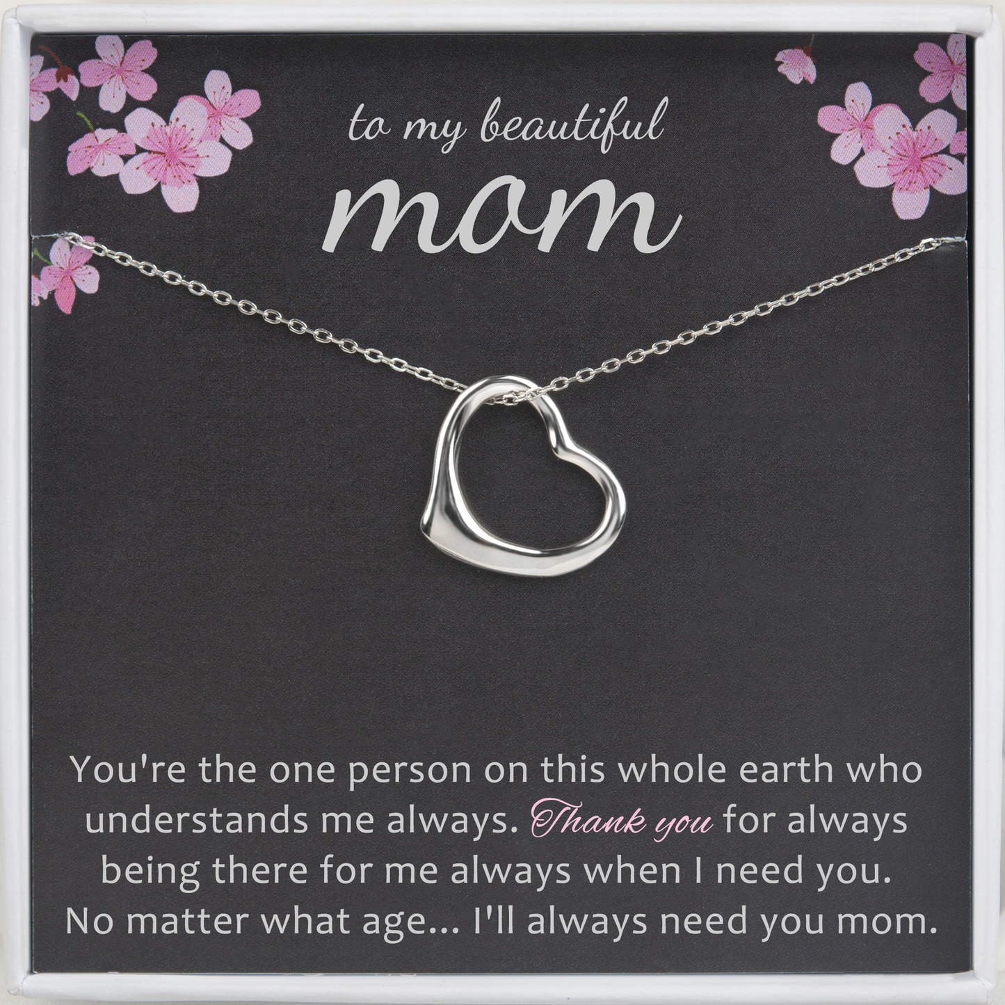 Mother Sterling Silver Heart Necklace
