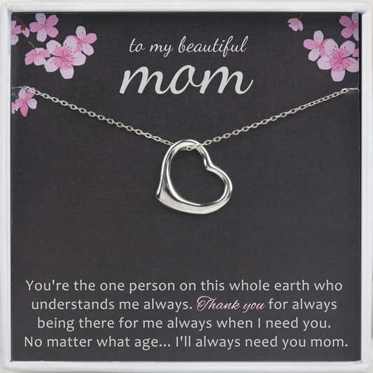 Mother Sterling Silver Heart Necklace