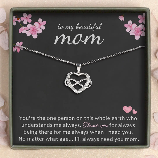 Beautiful Mom SSilver Heart Necklace