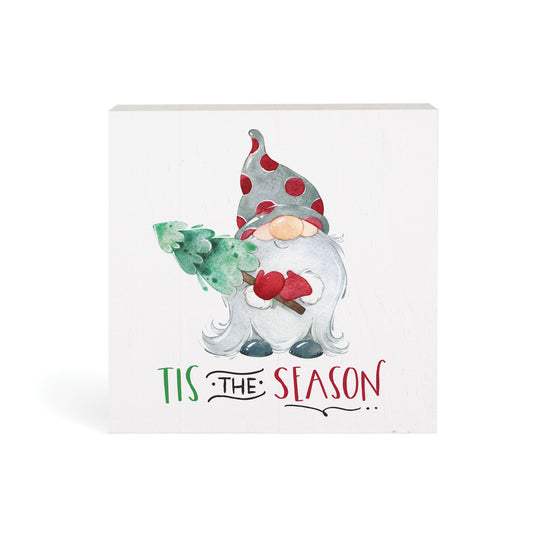 TIS THE SEASON GNOME BLOCK SIGN