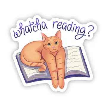 Whatcha Reading Cat Sticker