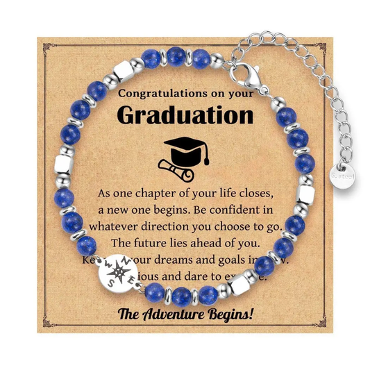 Blue Beaded Graduation Bracelet