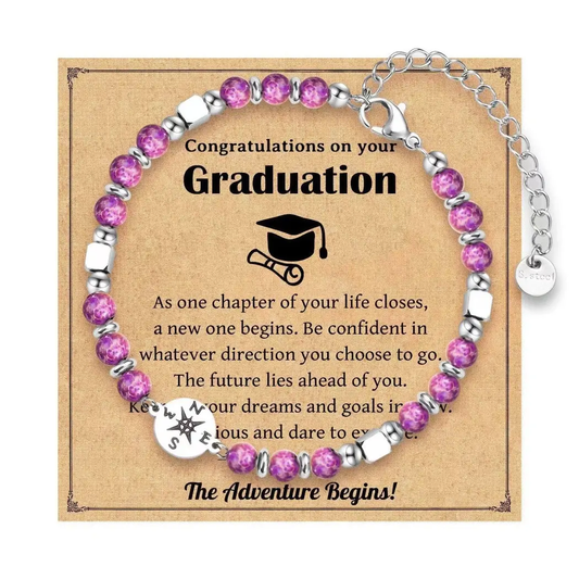 Purple Beaded Graduation Bracelet