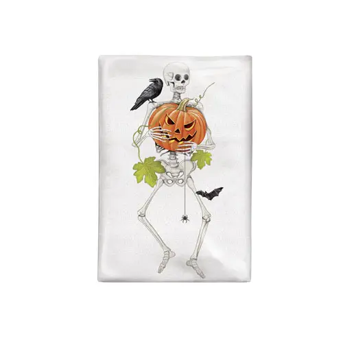 Skeleton Pumpkin Flour Sack Towel