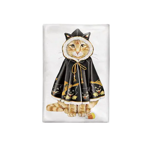 Halloween Cape Cat Flour Sack Towel