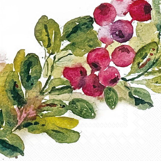 Cranberry Wreath Beverage Napkins