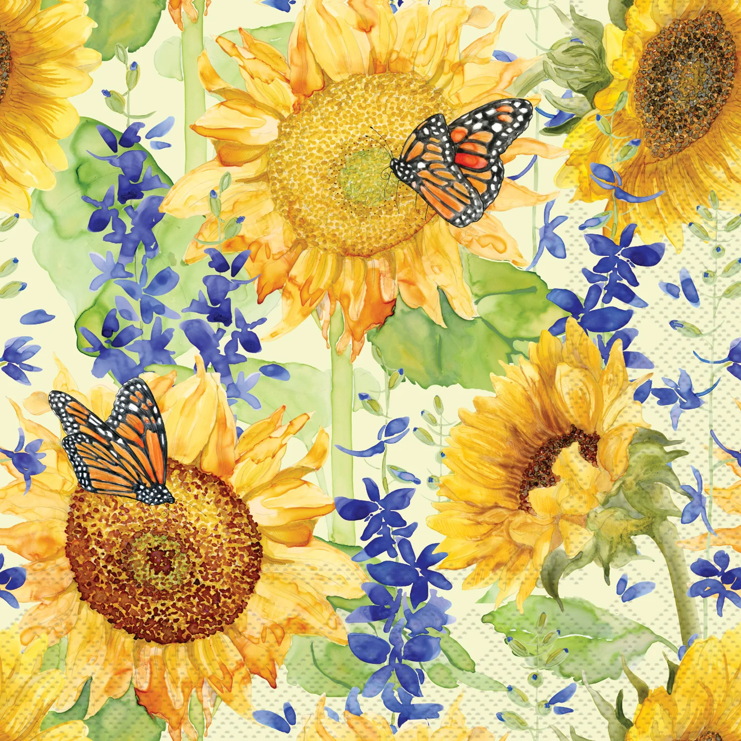 Sunflower & Larkspur Beverage Napkins
