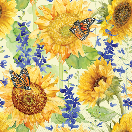 Sunflower & Larkspur Beverage Napkins