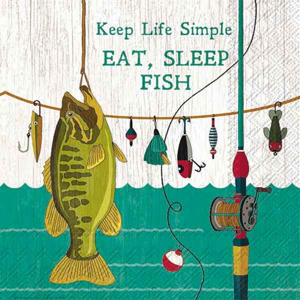 EAT SLEEP FISH BEVERAGE NAPKINS