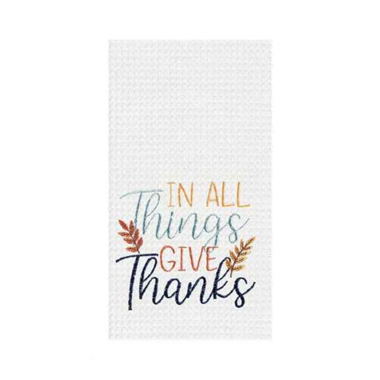 In All Thinks Give Thanks Waffle Towel