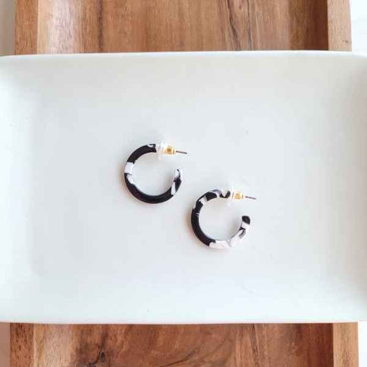 Black & White Cam Mini Hoops