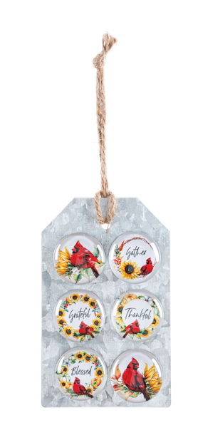 CARDINAL SUNFLOWER MAGNET SET OF 6
