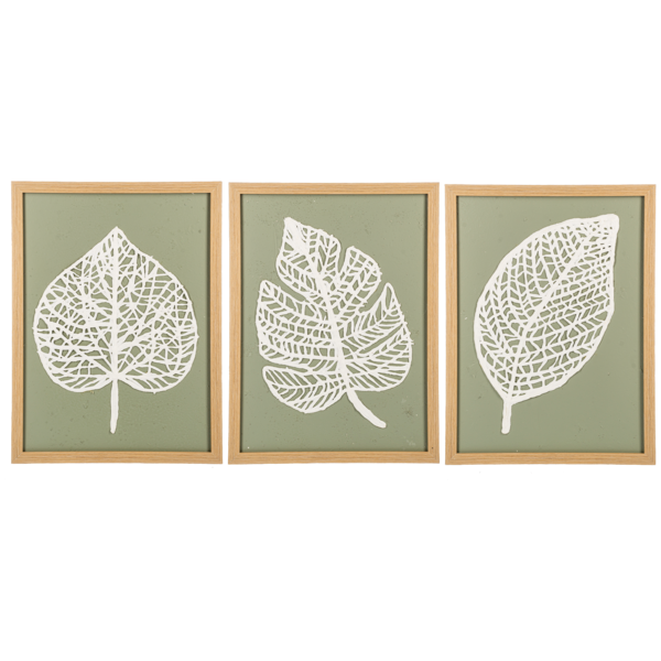 Framed Leaf Recycled Wall Decor - Asst