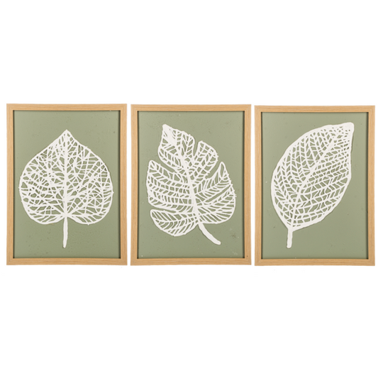 Framed Leaf Recycled Wall Decor - Asst