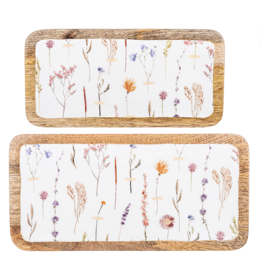 Large Botanical Flowers Tray 12X6
