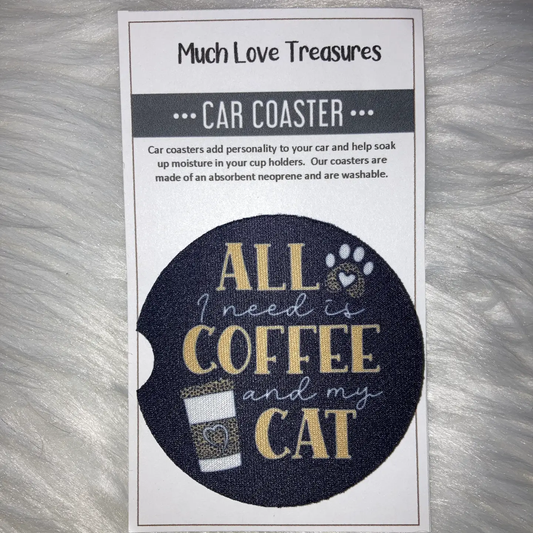 Cat & Coffee Car Coaster