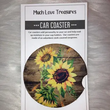 sunflowers On Wood Car Coaster