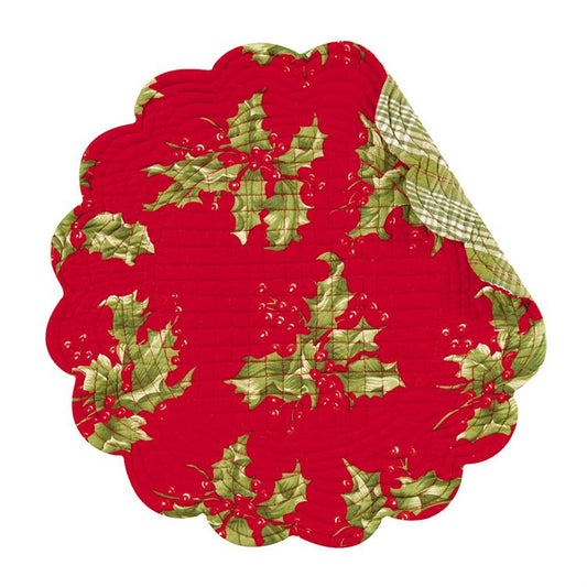 Round Placemat Holly Red
