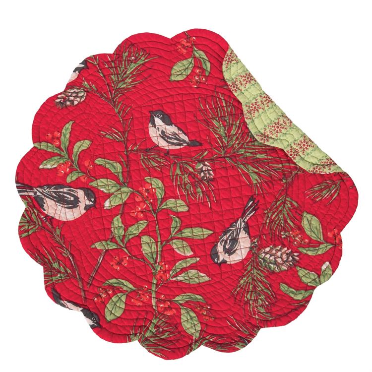 Round Placemat Red Chickadee