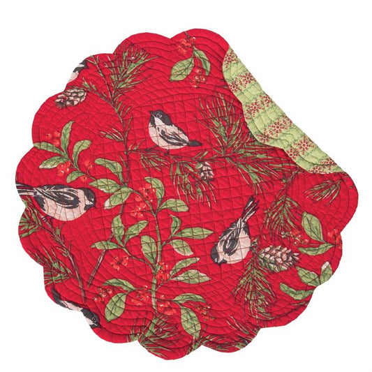 Round Placemat Red Chickadee