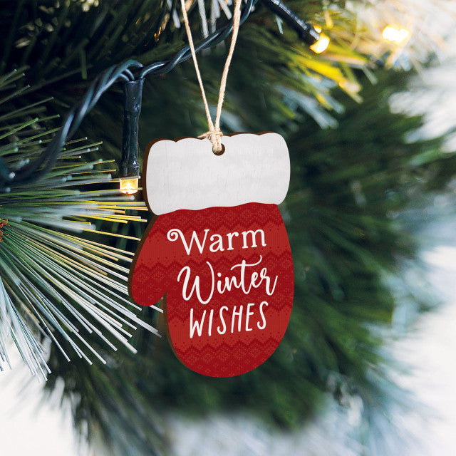 Warm Winter Wishes Mitten Ornament