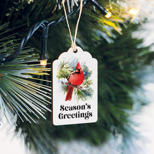 Mini Cardinal Seasons Greetings Ornament