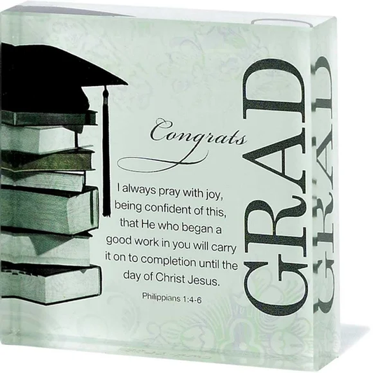 CONGRATS GRAD GLASS TABELTOP PLAQUE