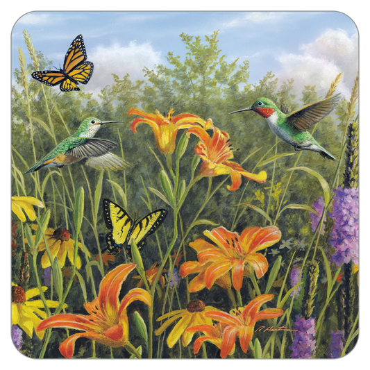 Hummingbirds in Flowers Coaster