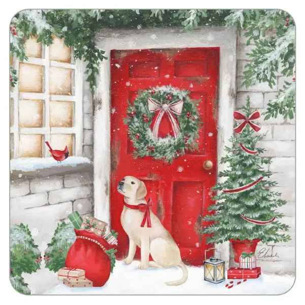 Pup With Santa's Bag Coaster