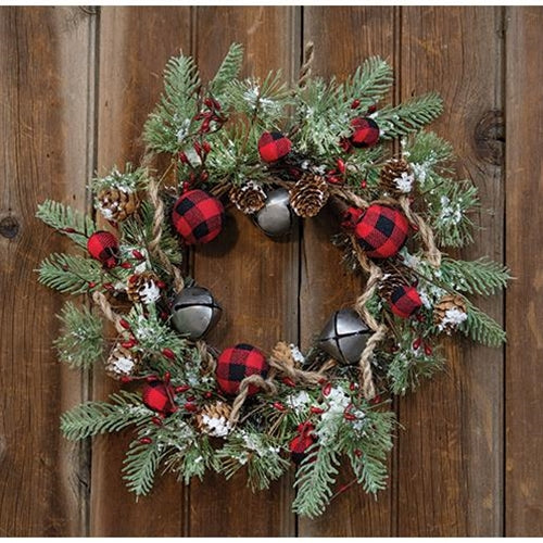 17" Red Gingham Holiday Wreath