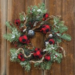 12" Red Gingham Holiday Wreath