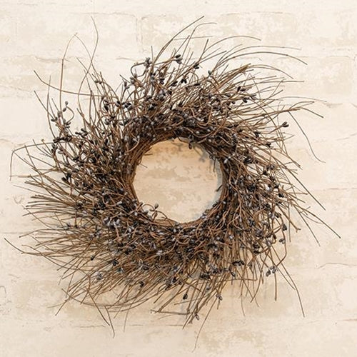 16" Gray & Black Pip Berry Twig Wreath