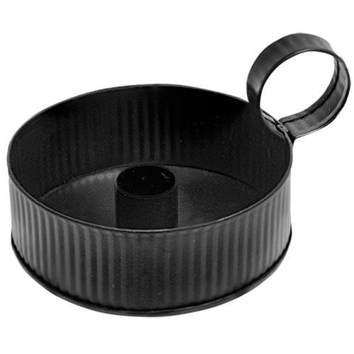Small Black Ribbed Taper Holder