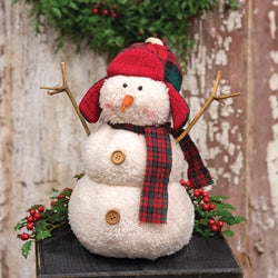 SHERPA SNOWMAN WITH PLAID SCARF
