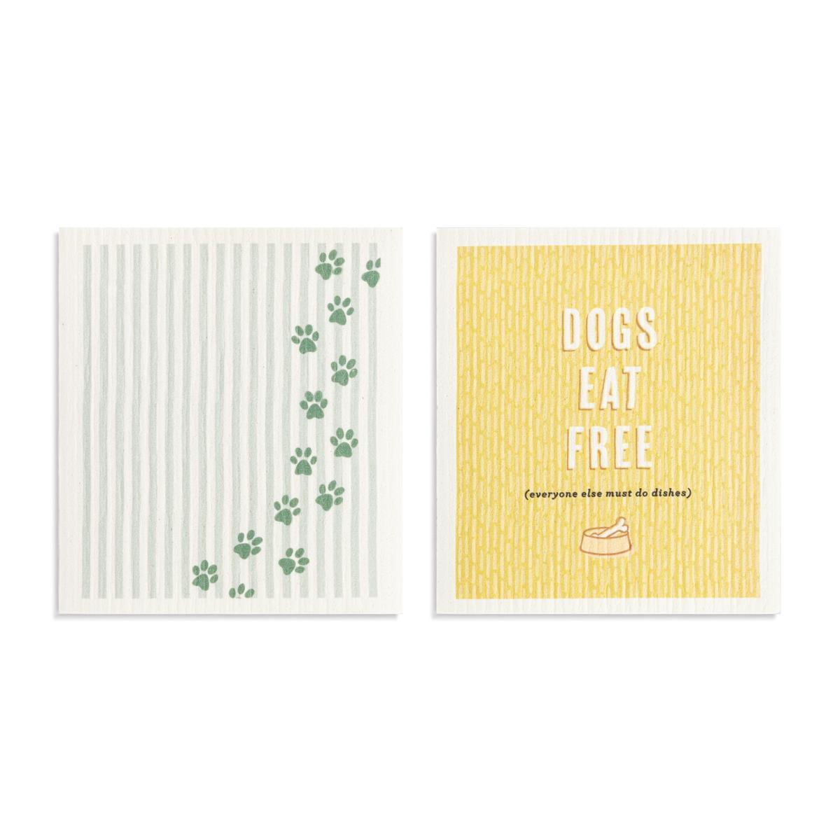 Dogs Eat Free Swedish Dish Cloth Set 2