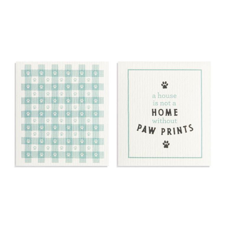 Paw Prints Swedish Dish Cloth Set 2
