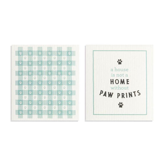 Paw Prints Swedish Dish Cloth Set 2