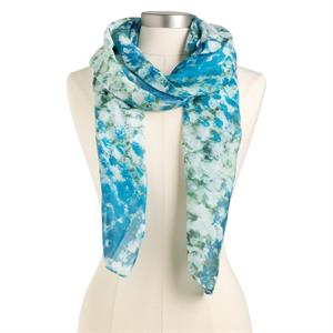 White Flowers On Blue Artlifting Scarf